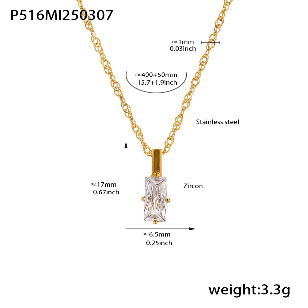 2 Layer Necklace with Baguette Zircon & Beaded Chain – Minimalist Gold Design