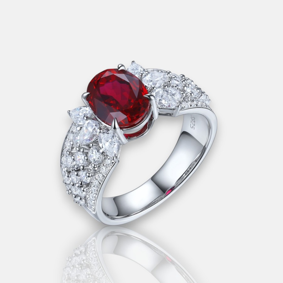 Vintage Ruby Ring – 7×9mm Lab Ruby in S925 Silver Setting