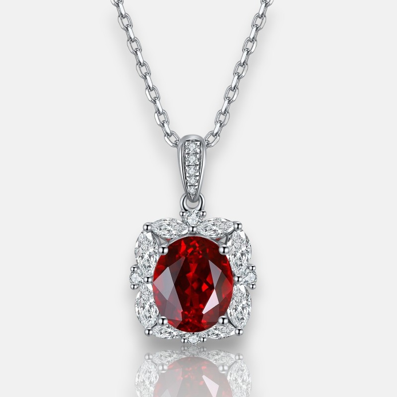 Ruby Necklace for Her – 3.3ct Asscher Ruby in S925 Silver, 41–50cm