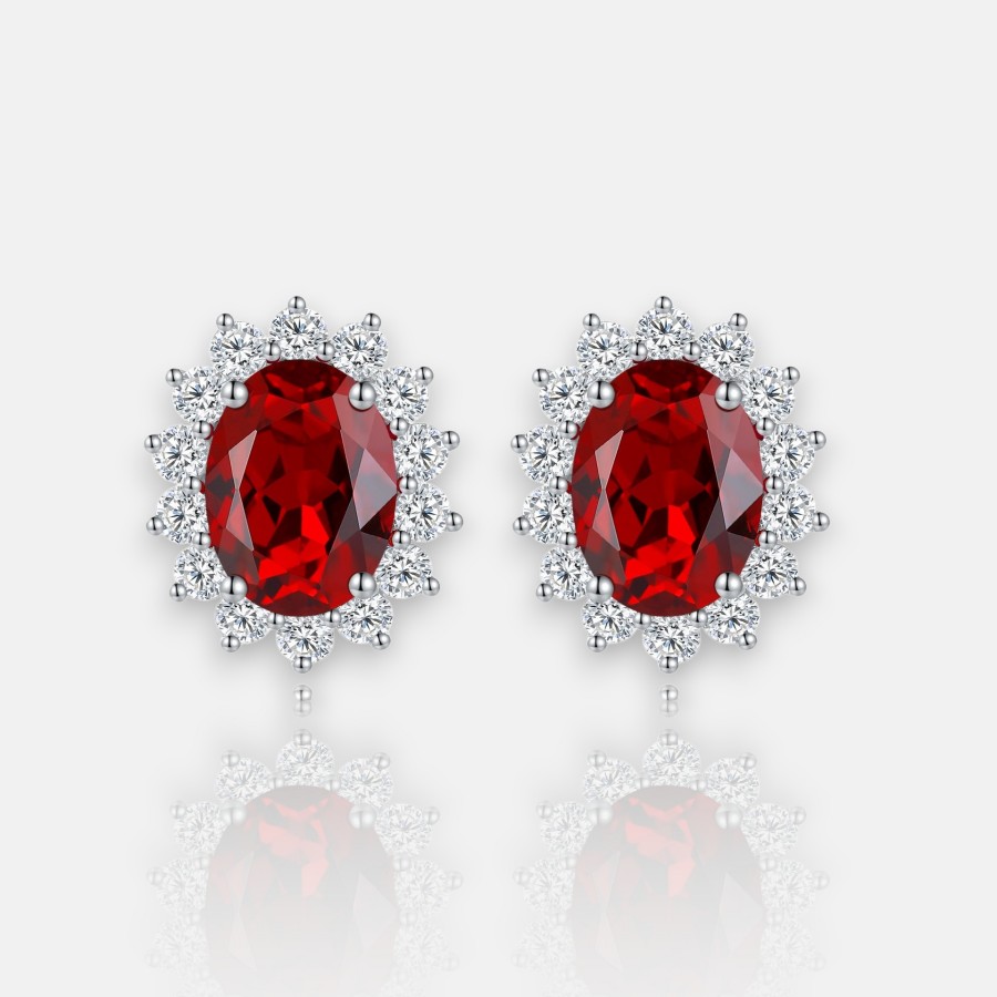 Ruby and Diamond Earrings – 1ct Lab Ruby Studs in S925 Sterling Silver
