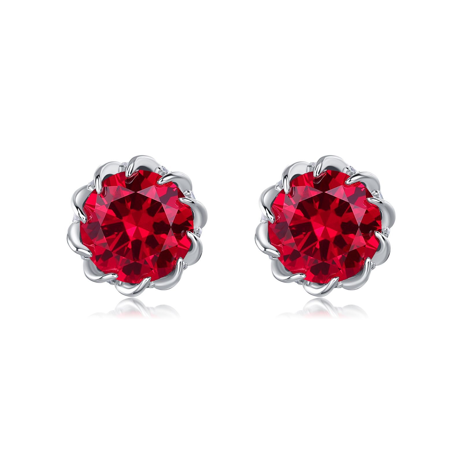 Lab-Created Ruby Stud Earrings in S925 Sterling Silver