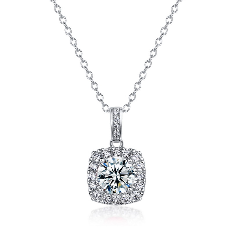 July Birthstone Pendant – Geometric Ruby & Moissanite in S925 Silver