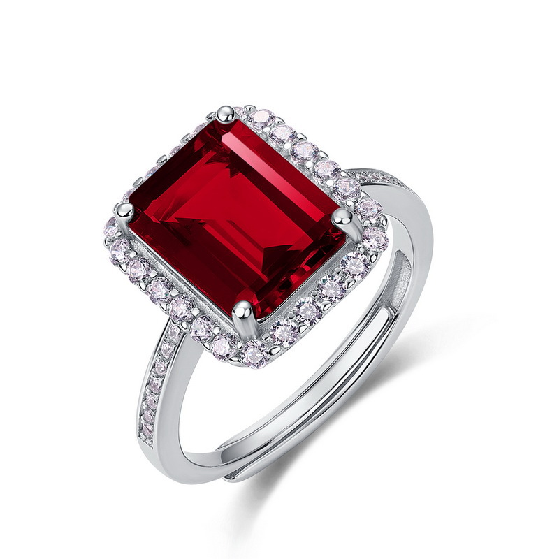 Princess Cut Engagement Ring – Lab Created Emerald Adjustable S925 Silver