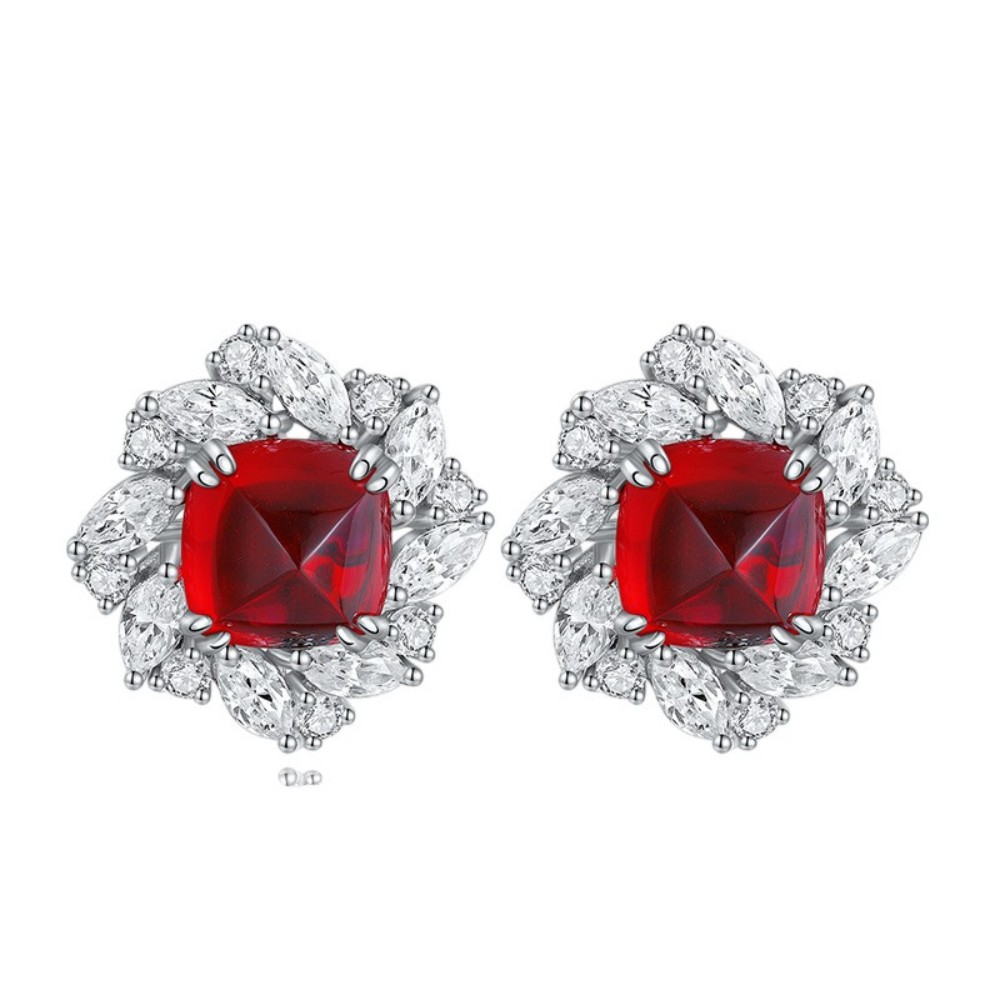 Real Ruby Earrings – Lab-Created Ruby Studs in 925 Sterling Silver