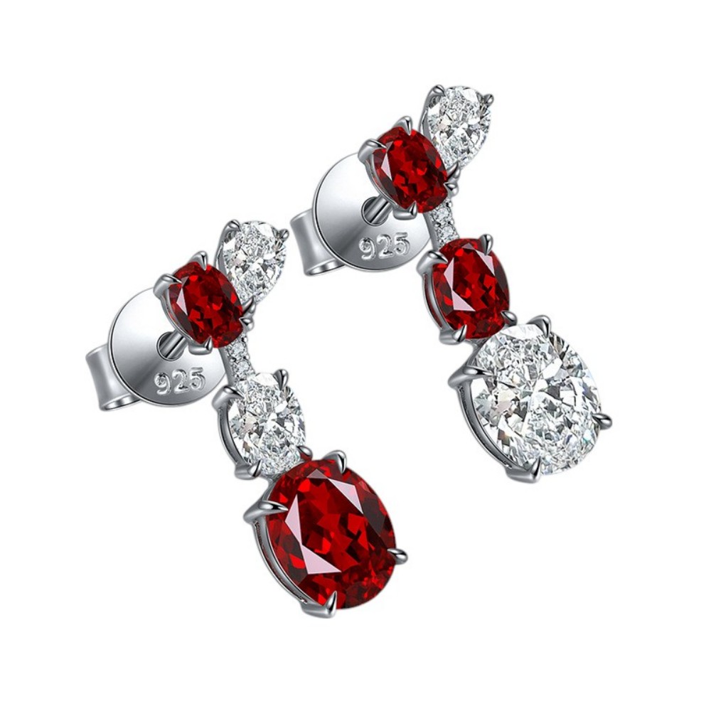 Ruby Earrings Drop – Pigeon Blood Red Lab Ruby Studs in 925 Silver