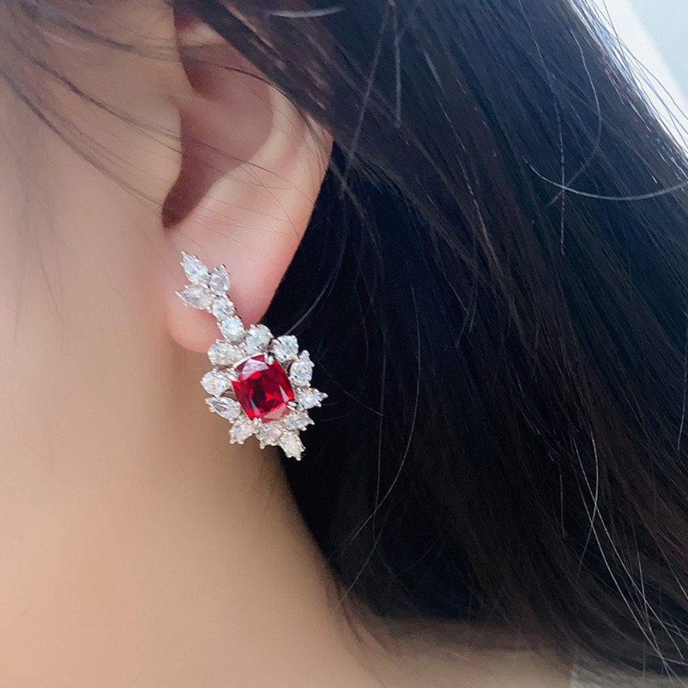 Women’s Ruby Earrings – Lab-Created Red Studs in S925 Silver