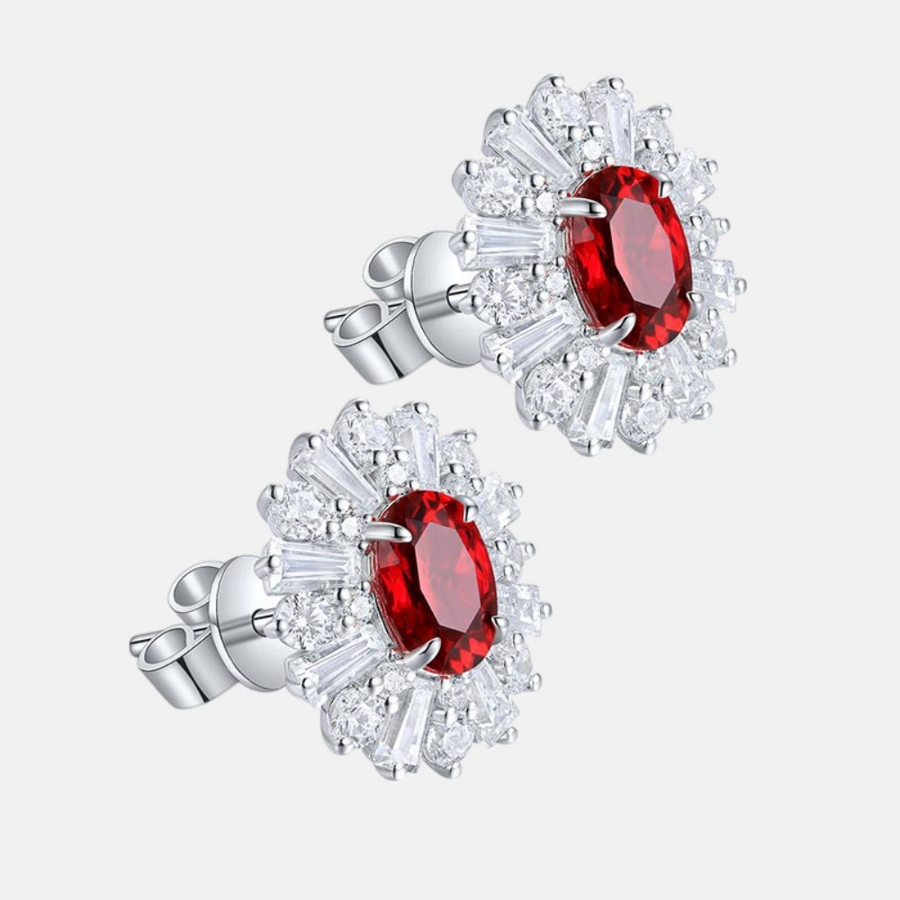 Silver Ruby Earrings – Lab-Created Ruby Studs in 925 Sterling Silver