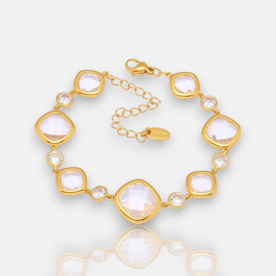 Romantic Bracelet – Czech Cut Glass Stone Bracelet with Sparkling Facets