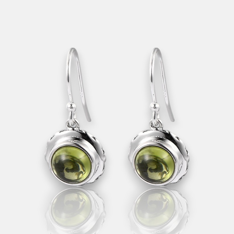 S925 Silver Round Peridot Stud Earrings