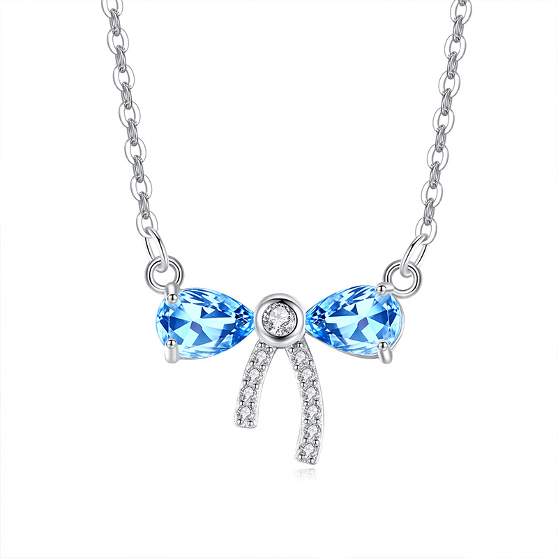 Blue topaz crystal pendant necklace – December birthstone charm jewelry