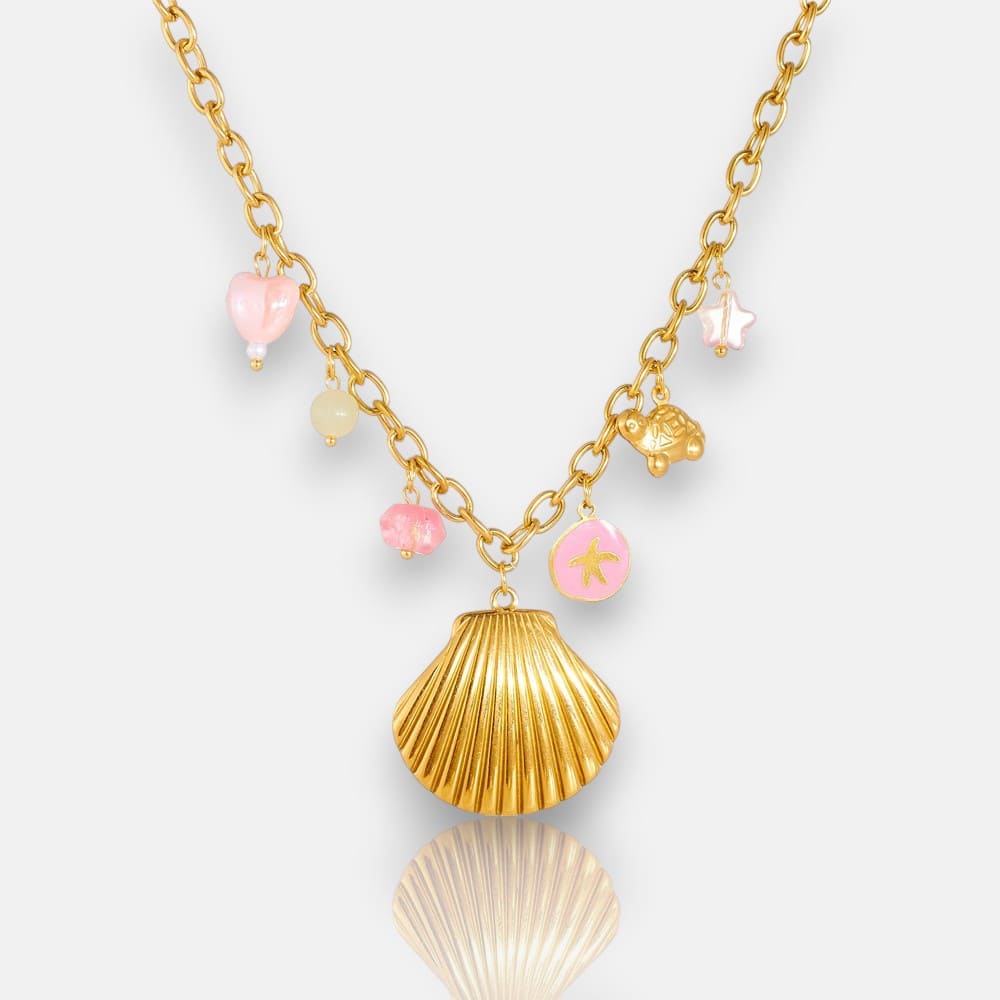 Ocean Charm Necklace – Gold Stainless Steel Layered Design