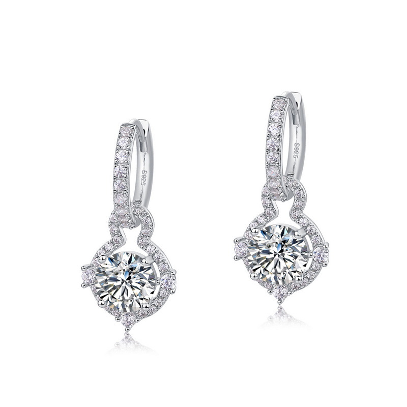 Moissanite Double-Wear Earrings – S925 Silver, Multi-Gemstone Pave, Elegant Drop Design