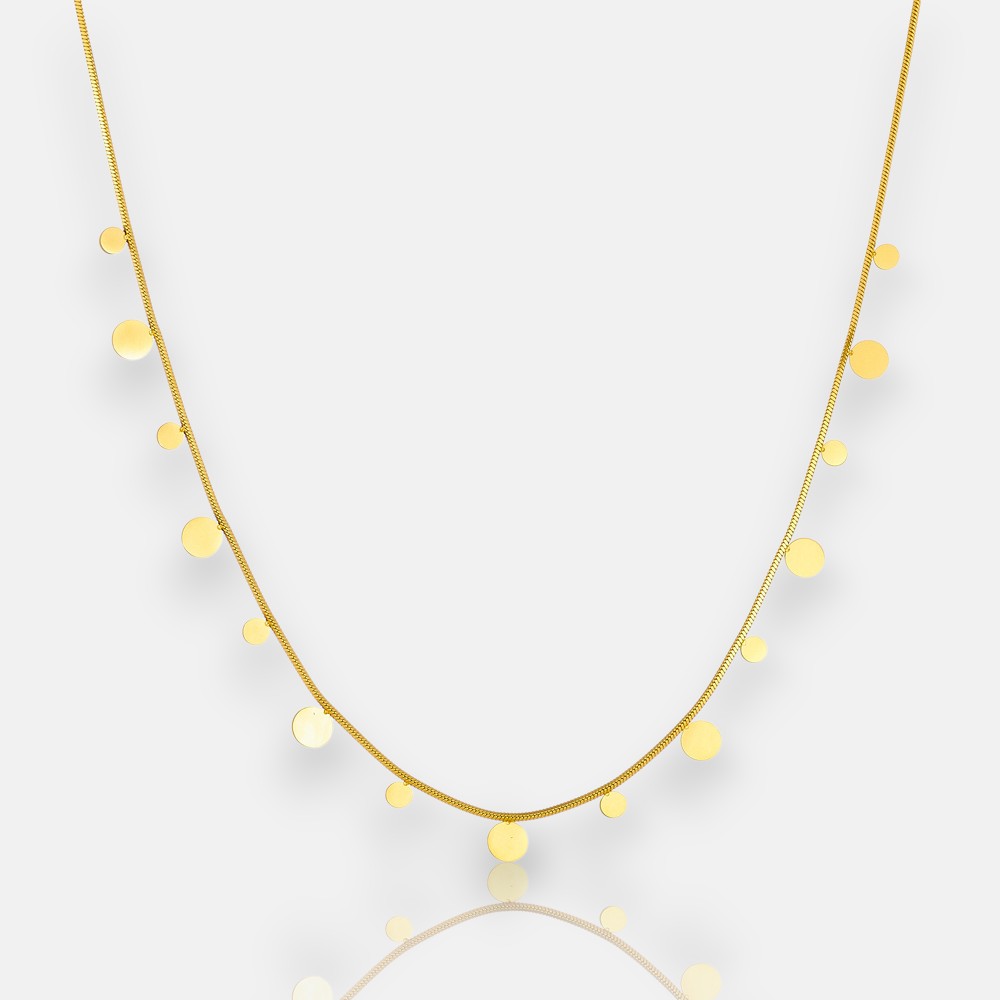Gold Stainless Steel Necklace – Minimalist Polished Disc Chain
