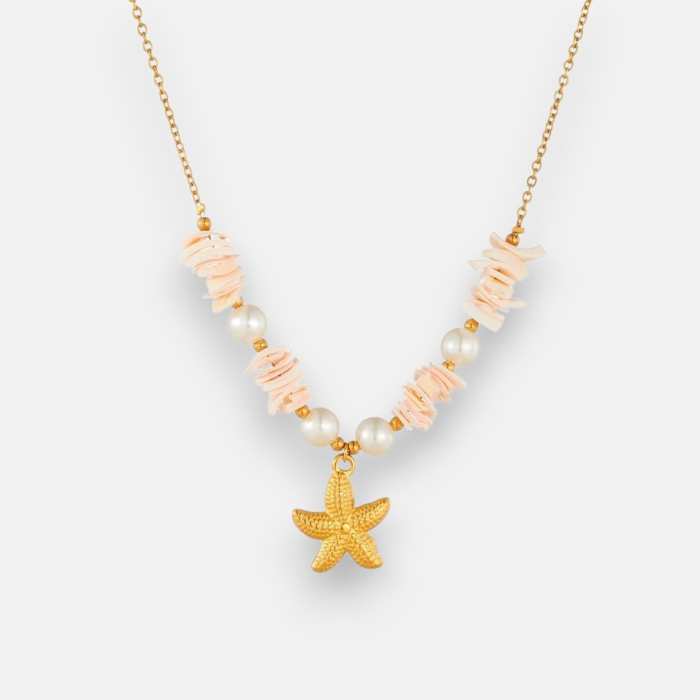 Starfish Necklace – Bohemian Gold Stainless Steel Shell Pendant Jewelry