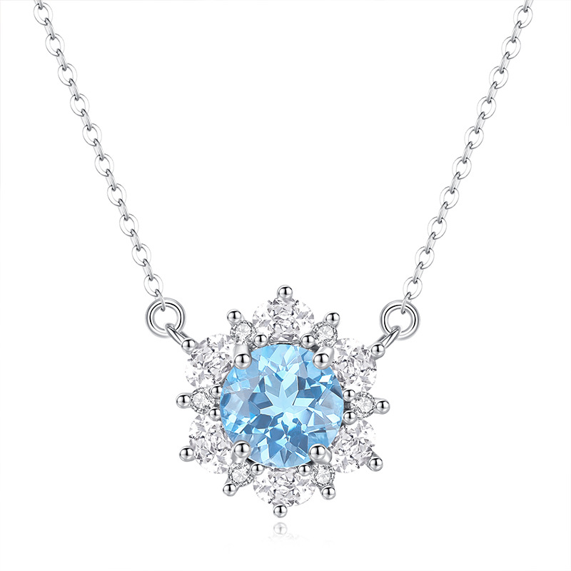 Sterling Silver Floral Necklace Set – Natural Crystal Pendant Jewelry | Blingku