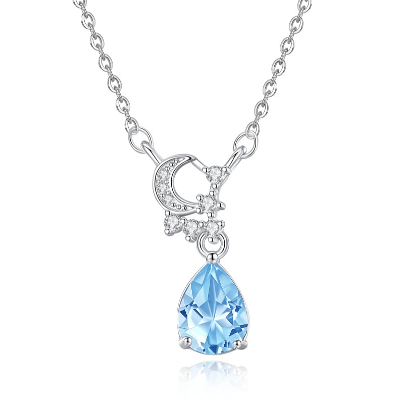 Topaz Teardrop Pendant – blue gemstone in S925 silver teardrop design
