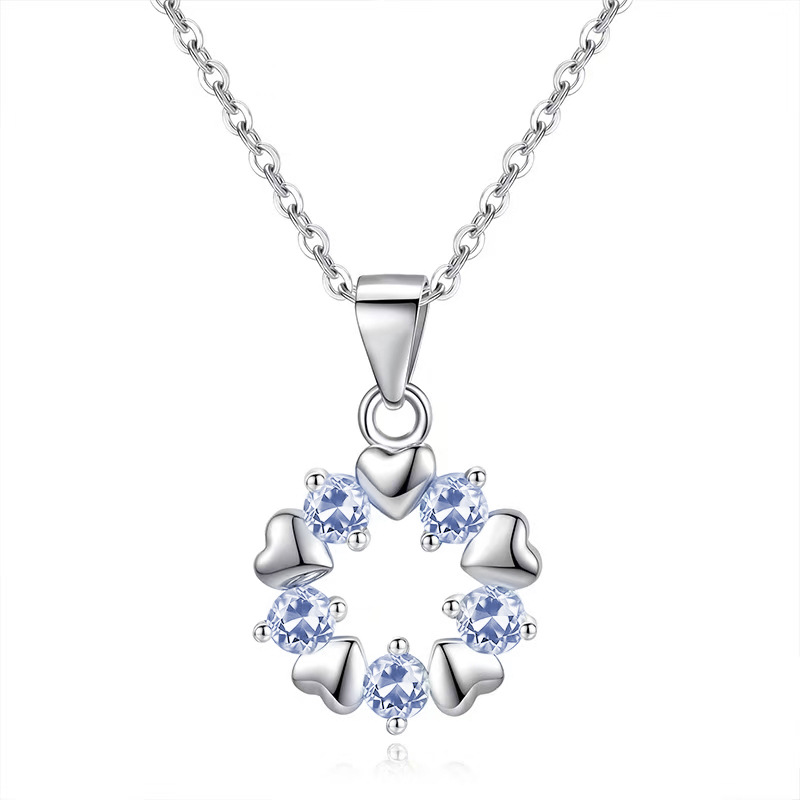 Modern Geometric Necklace – S925 Silver Round Crystal Pendant | Blingku