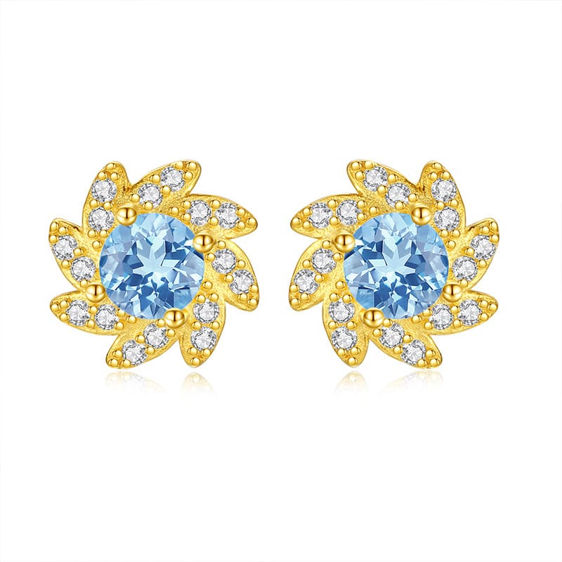 Sunflower Earrings – Gold-Plated S925 Sterling Silver Studs
