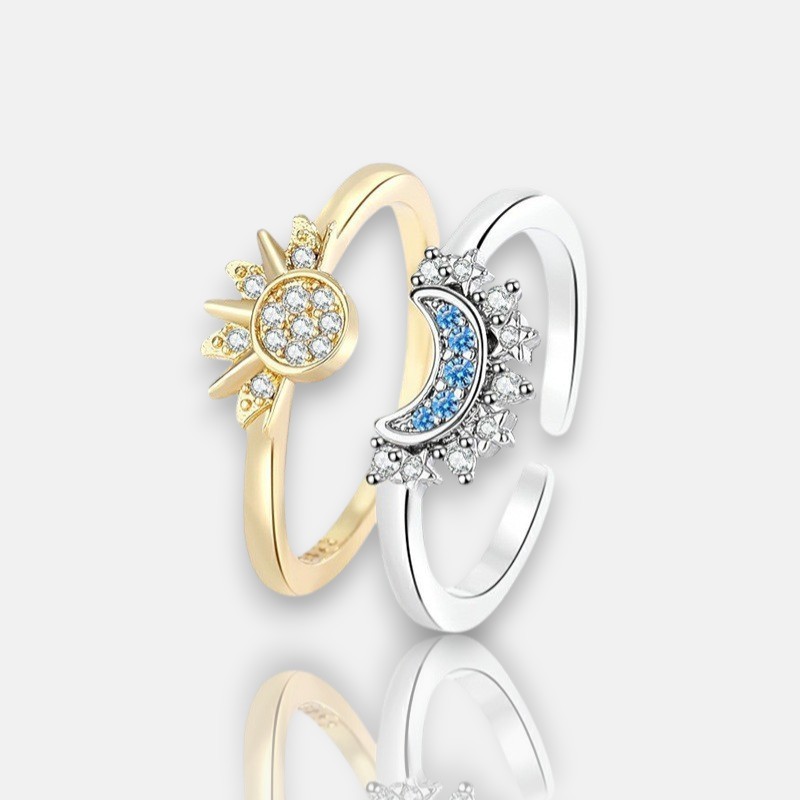 Sun Moon and Star Friendship Rings – Minimalist Stacking Couple Rings