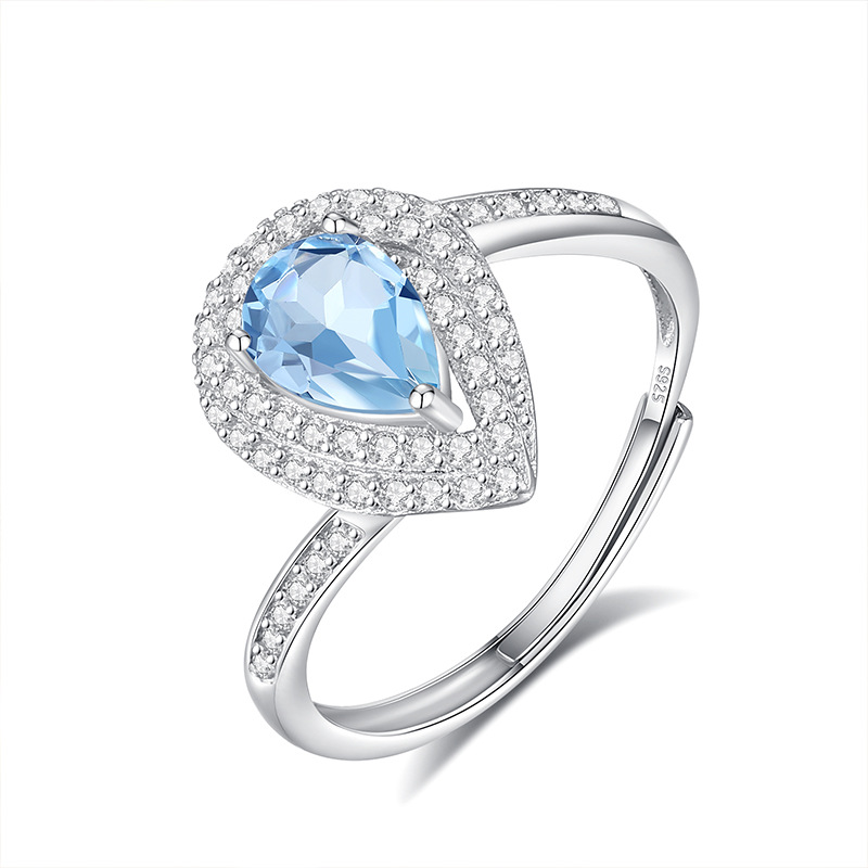 Topaz Teardrop Birthstone Ring in Sterling Silver