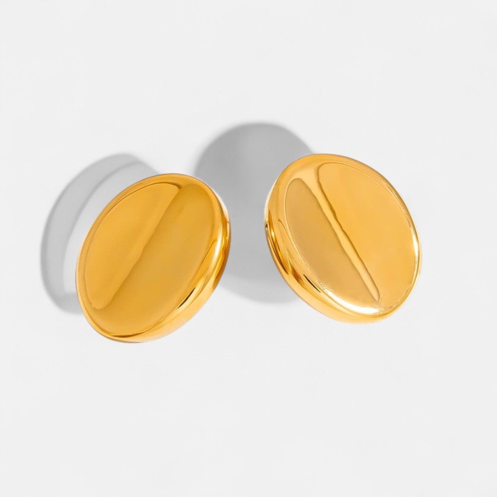 Geometric Earrings – Large Irregular Concave Bubble Oval Studs (4 Styles)