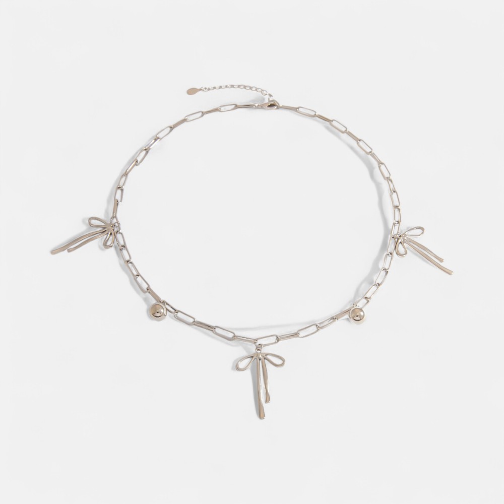 Bridal Party Necklace Gift – Minimalist Bow & Beaded Cross Pendant DIY Necklace