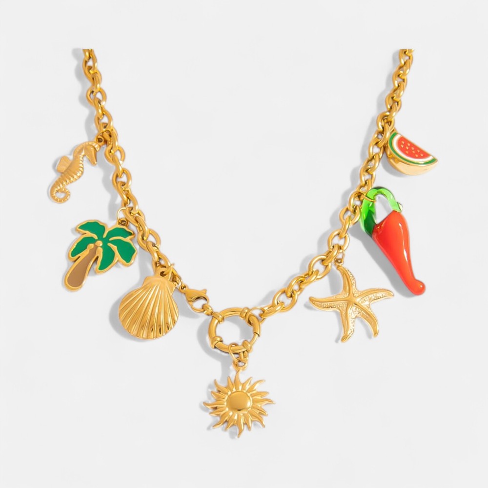 Simple Bridesmaid Necklace – Fun Summer DIY Pendant with Chili, Palm & Watermelon