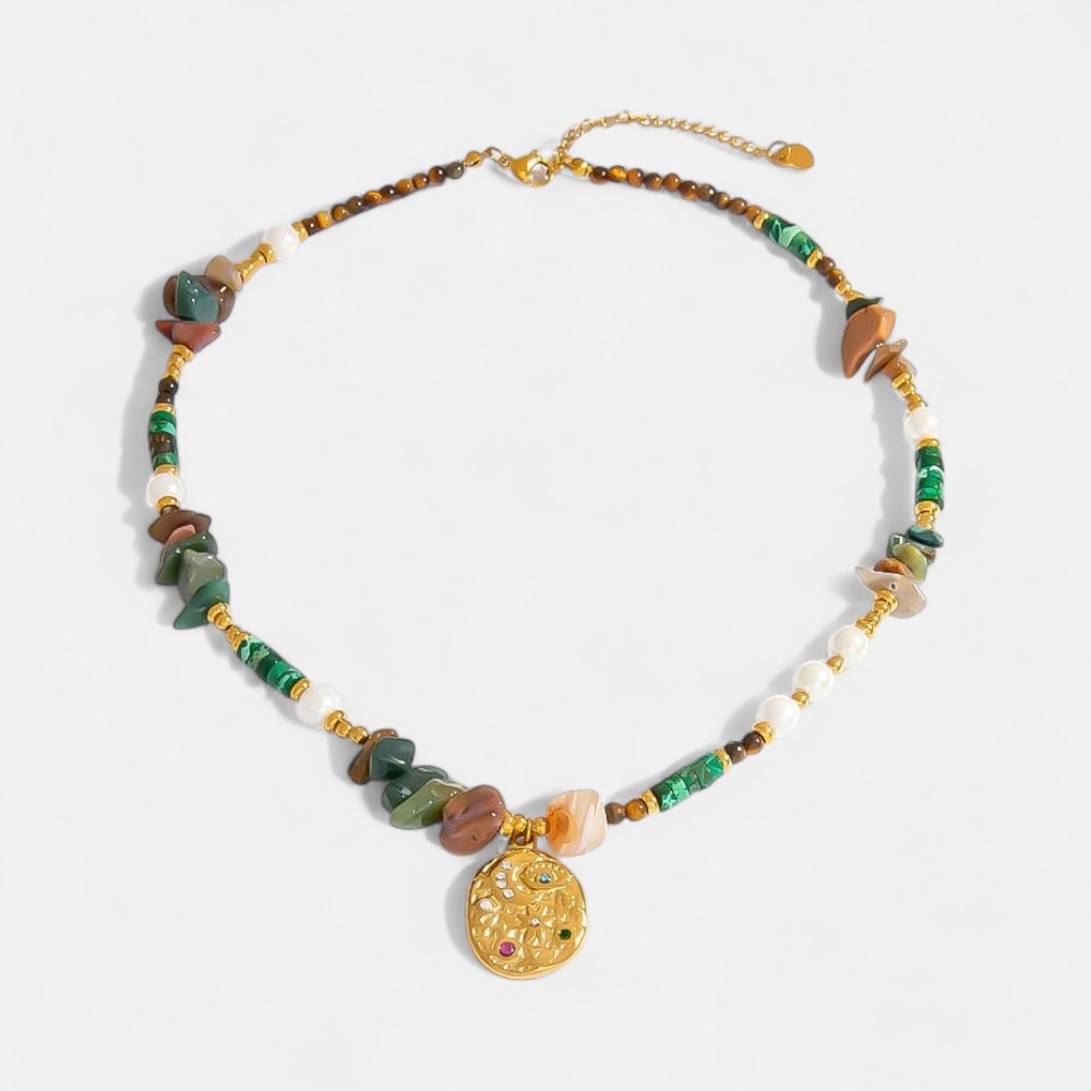 Affordable Necklaces – DIY Natural Stone Beaded Necklace with Cowboy Hat & Heart Pendants