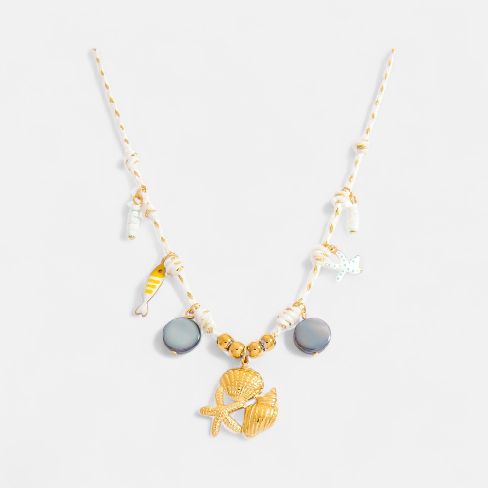 Mother’s Day Necklace Deals – 18K Gold Plated Starfish & Coral Pendant Choker