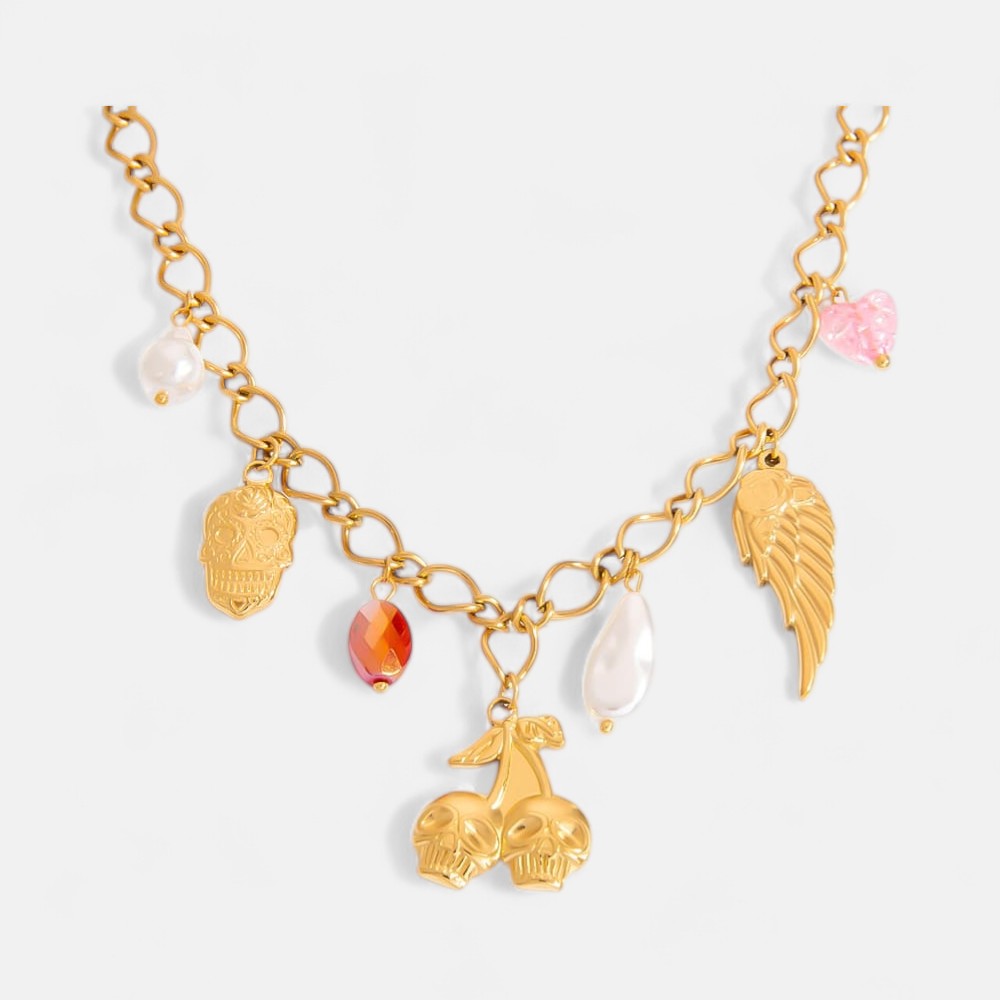 Matching Necklaces for Couples – Angel & Devil Vintage Skull Pendant Set