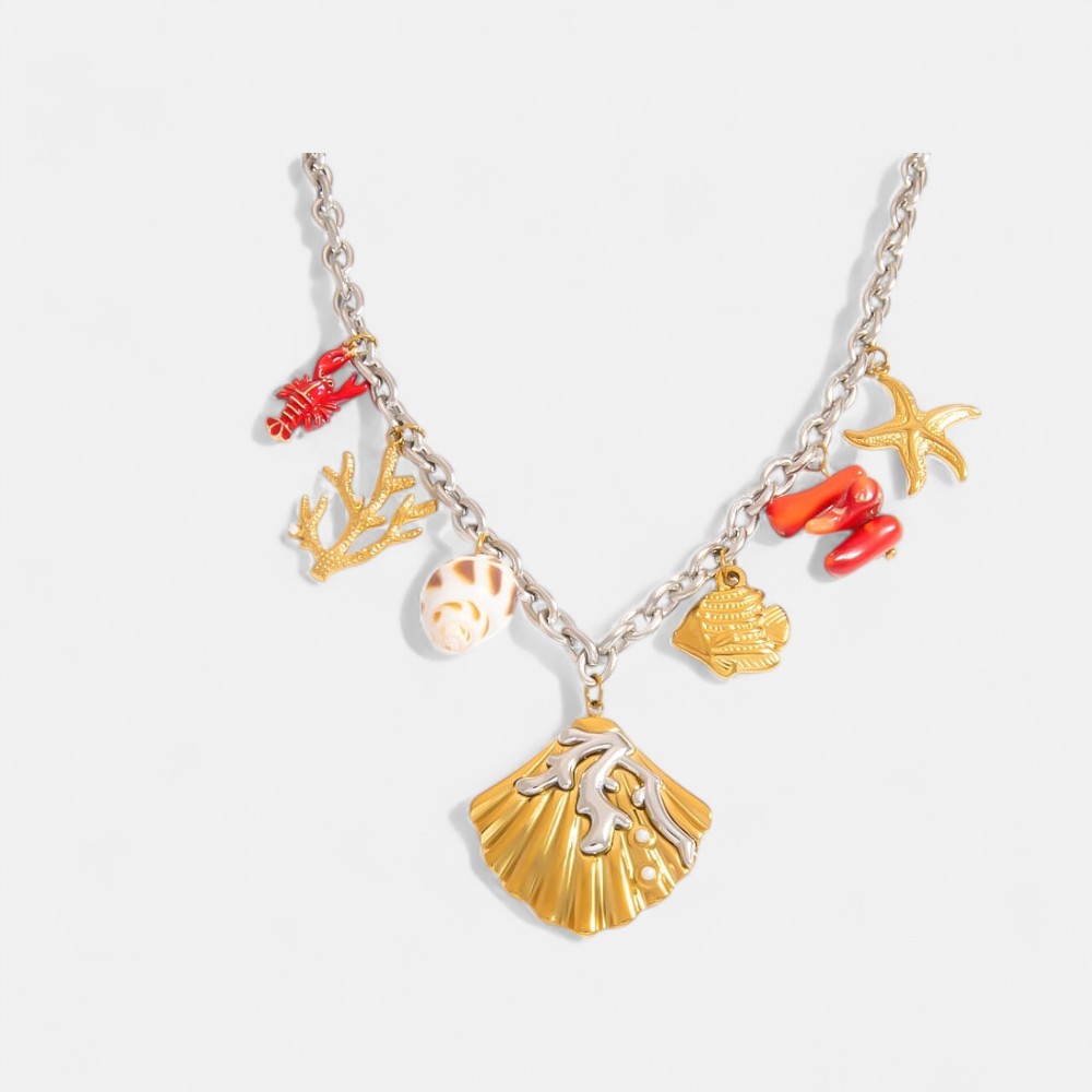 Coral Shell Necklace – Natural Stone Sea Conch Pendant