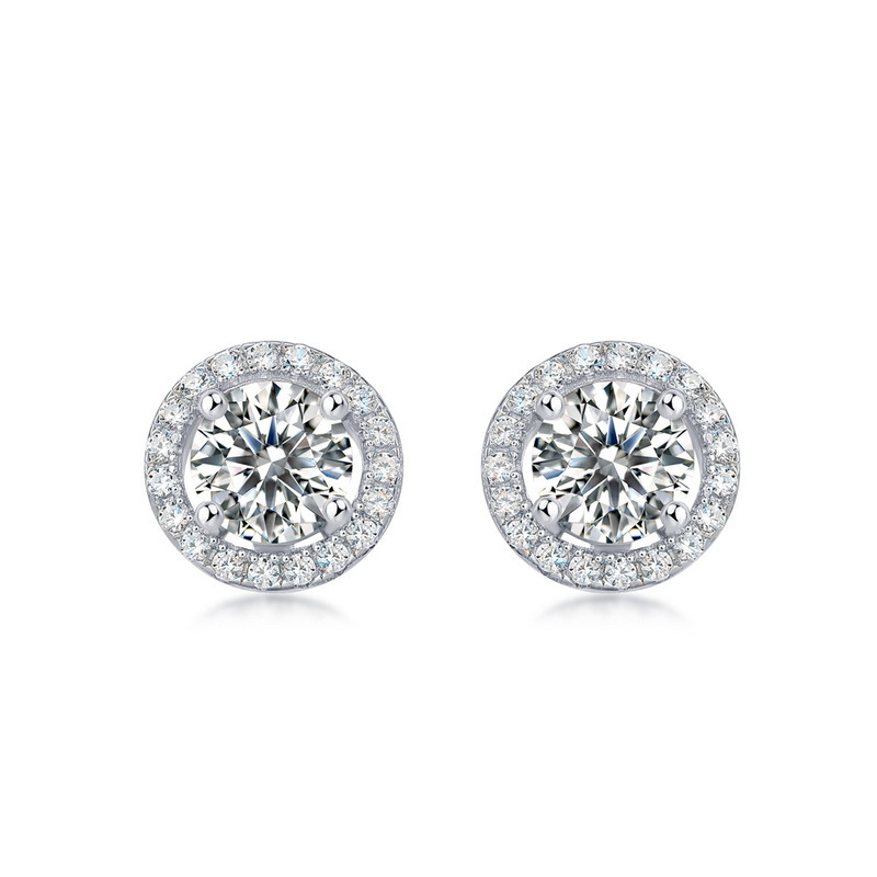 S925 Silver Moissanite Round Bezel Set Stud Earrings – Stylish & Elegant