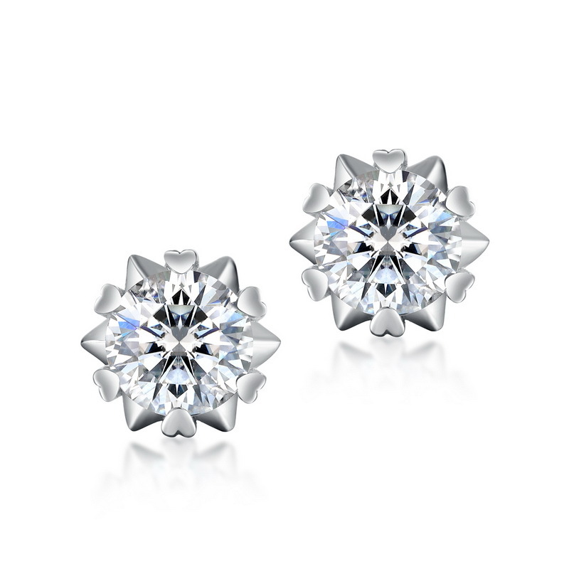 Moissanite Snowflake Stud Earrings – S925 Silver Elegant Gift for Mom