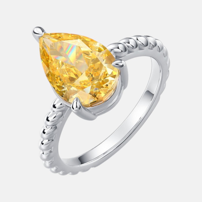 Pear Shaped Solitaire Ring – S925 Silver Large Statement Jewelry