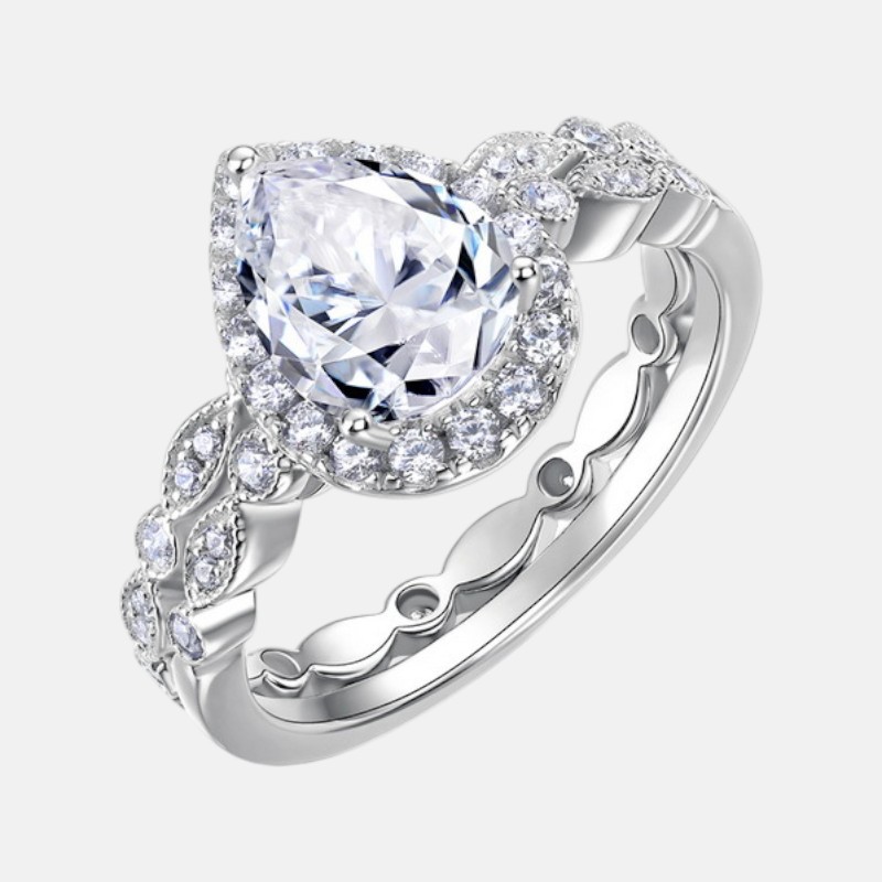 Pear Shaped Diamond Ring – S925 Silver Moissanite Jewelry
