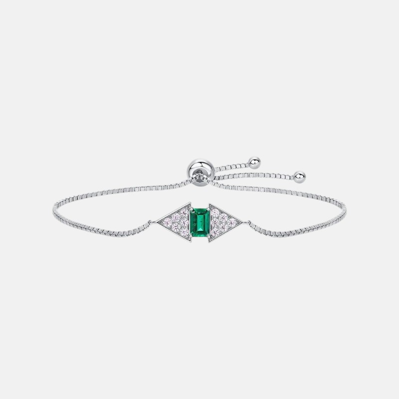Emerald Cuff Bracelet – Geometric Lab Emerald S925 Silver Jewelry