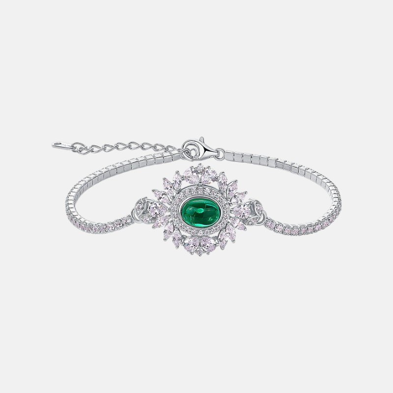 Emerald Birthstone Bracelet – Vintage S925 Silver Lab Emerald Jewelry