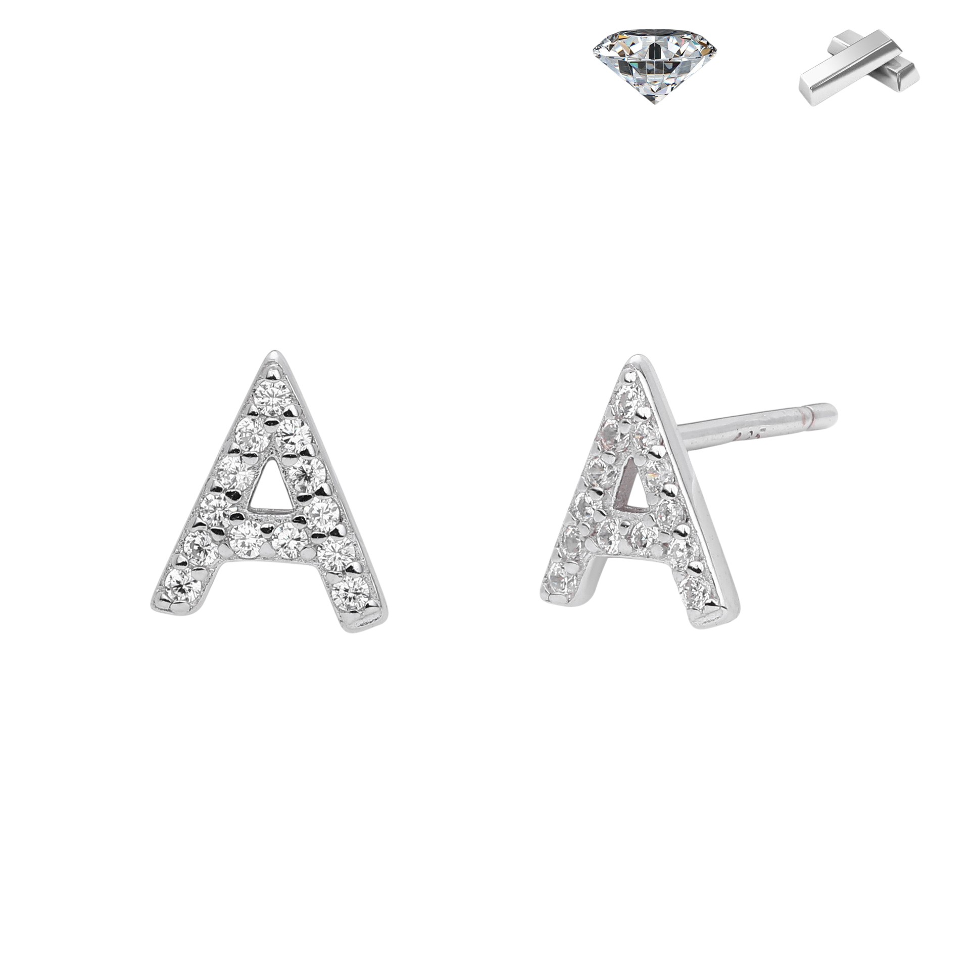 Letter Earrings – S925 Sterling Silver Alphabet Stud Earrings 