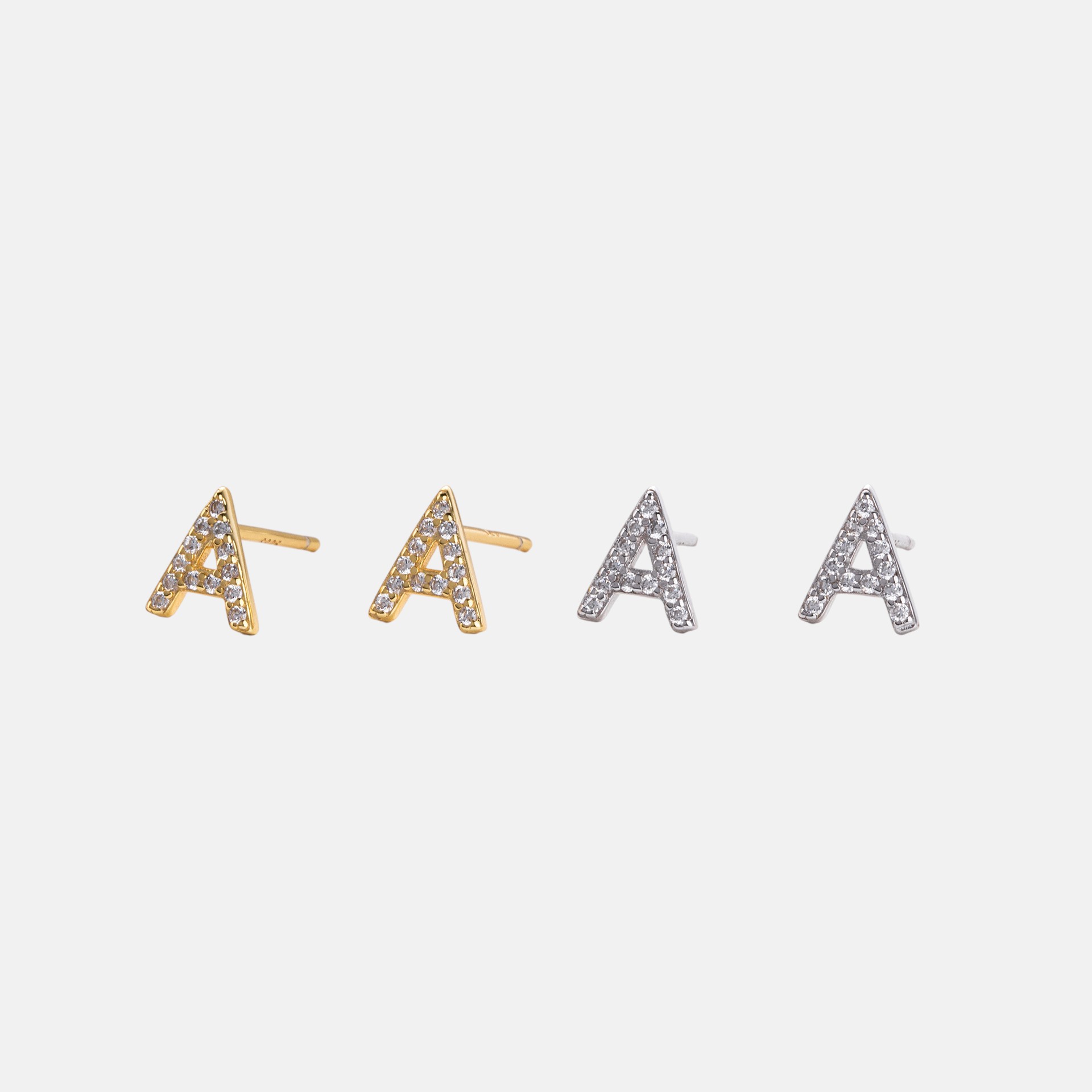 Letter Earrings – S925 Sterling Silver Alphabet Stud Earrings 