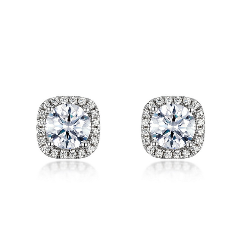 Dazzling Moissanite Stud Earrings – S925 Silver Birthstone Jewelry