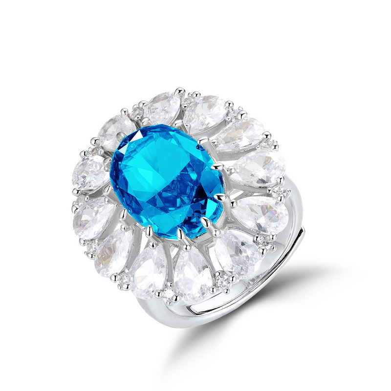 Sterling silver aquamarine ring – March birthstone with faceted blue gem