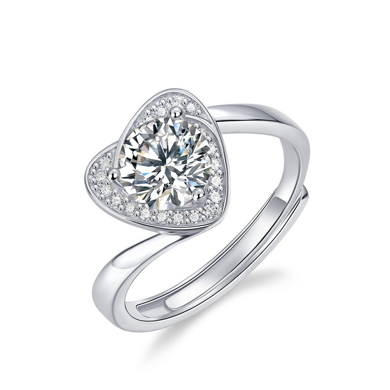 S925 Silver Moissanite Women’s Twisted Heart Wedding Ring | Classic Fashion