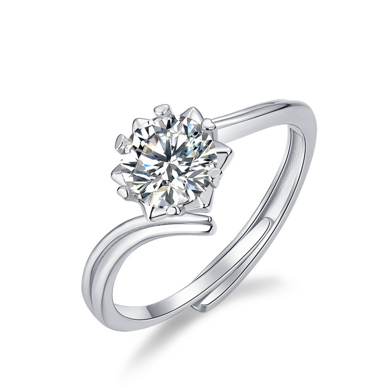 1CT Moissanite Engagement Ring – 6 Prong Twisted S925 Silver Band