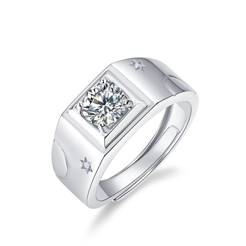 Men's Diamond Ring – Adjustable Moissanite Open Band in Bold Style