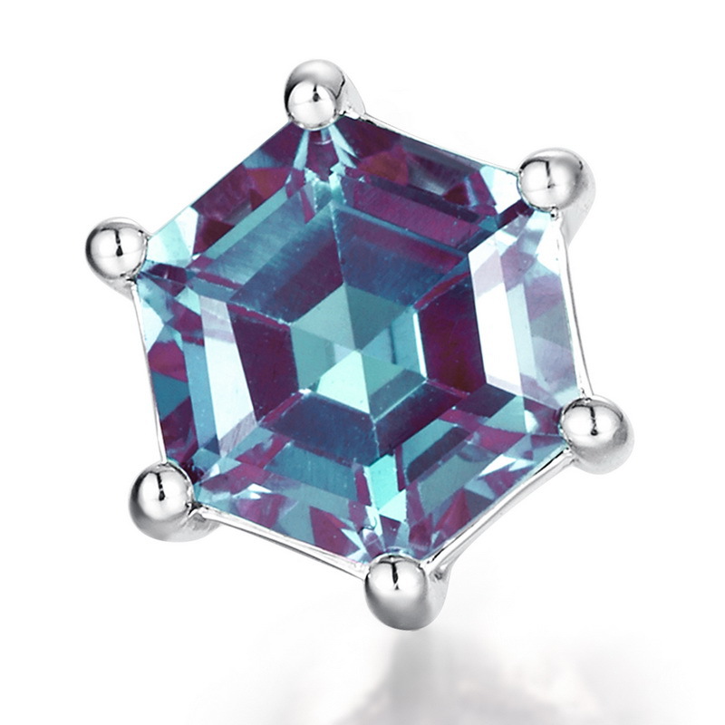 Hexagon Alexandrite Stud Earrings | S925 Sterling Silver Color‑Change Gem – June Birthstone