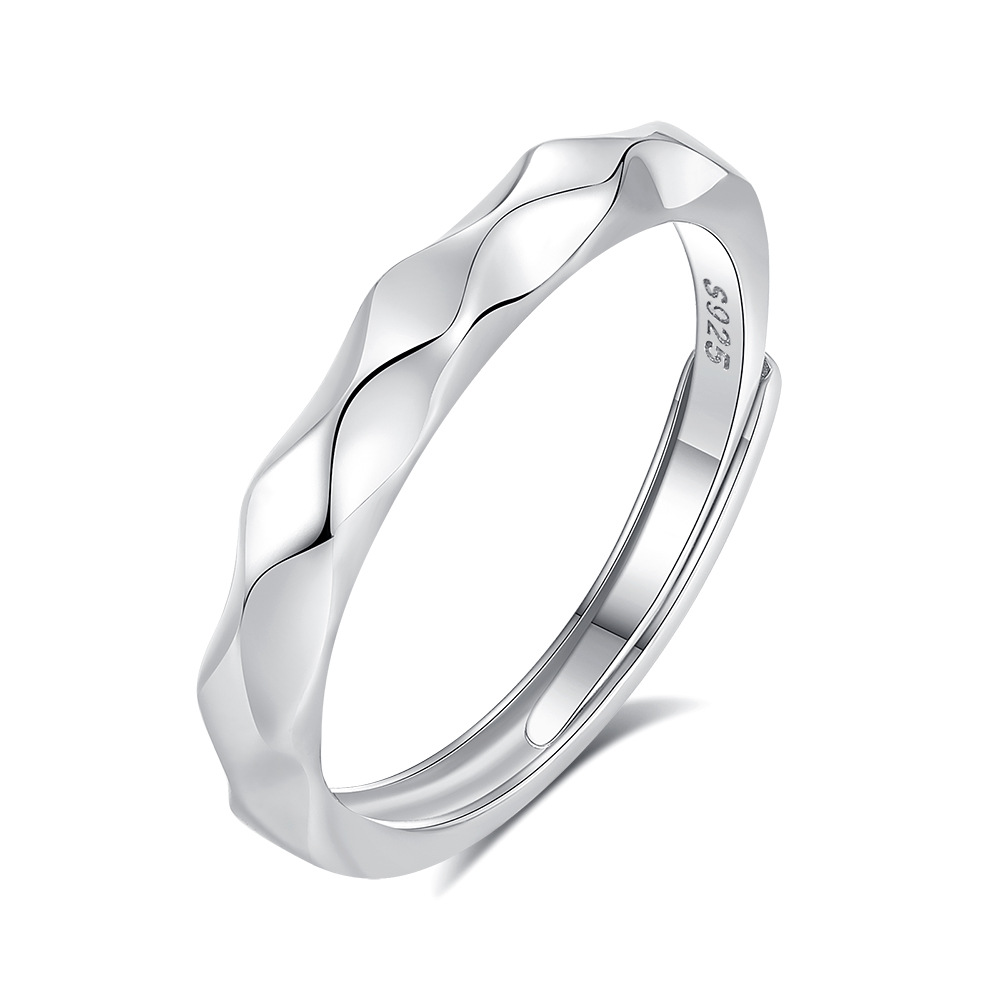 Men’s adjustable open band wedding ring in S925 silver