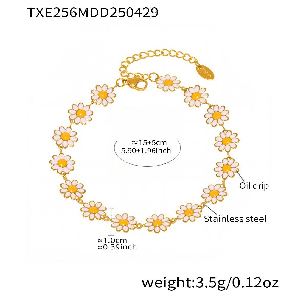 18K gold daisy flower necklace styled with casual outfit