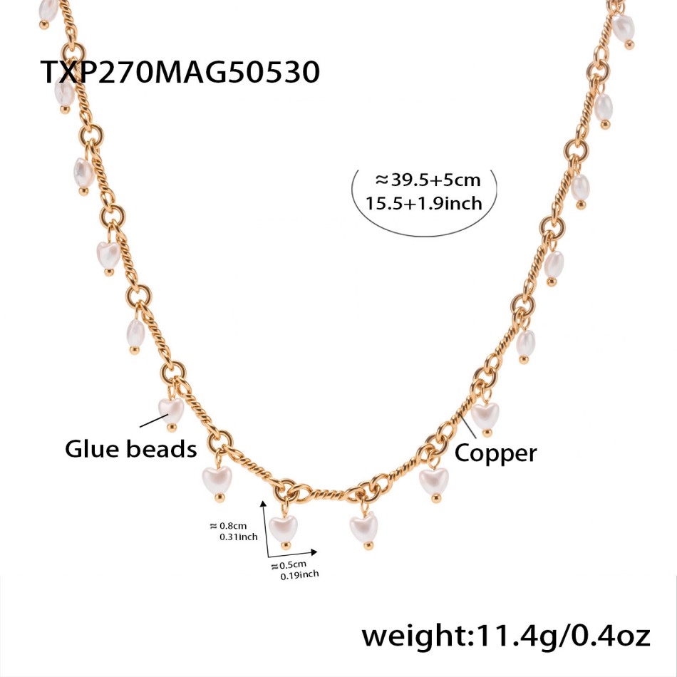 18K Gold Plated Multi-Layer Necklace and Bracelet Set with Pearl Accents