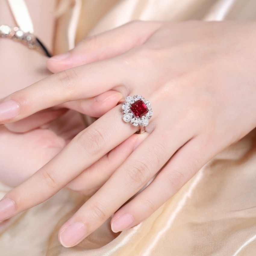 Vintage Style July Birthstone Ring – S925 Silver Ruby Jewelry