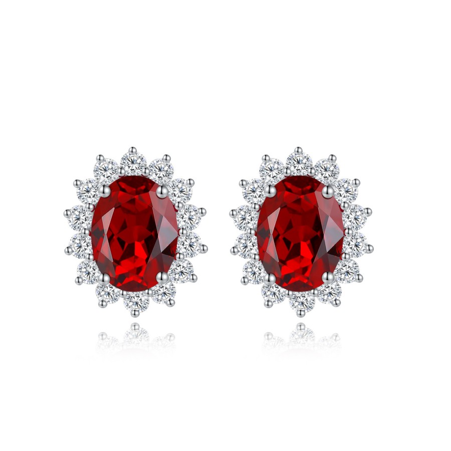 Ruby and Diamond Earrings – 1ct Lab Ruby Studs in S925 Sterling Silver